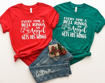 Every time a bell rings an Angel gets his wings Shirt - It&#39;s a wonderful life shirt - Christmas Movie Shirt - Cute Christmas Shirts - Red t