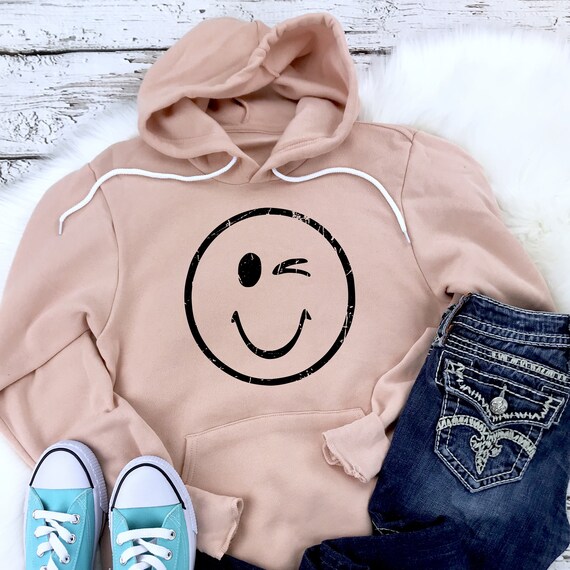 Wink Pullover - Smile Face Hoodie - Wink Face - Smile Hoodie