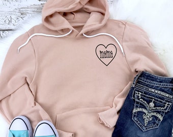 Mom Hoodie - Mom heart hoodie - Hoodie for Mom - Custom Mom Hoodie- Monogram Mom Hoodies- cute gift for Mama- Mama Hoodie- Mama Christmas