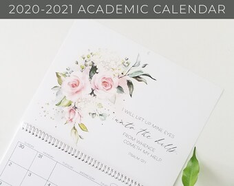 Scripture Wall Calendar 2020 Floral Calendar 2021 Flower Etsy