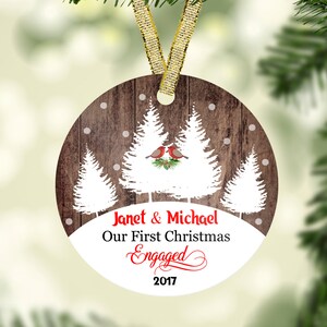 Engaged Ornament-Our First Christmas Ornament-Mr & Mrs Ornaments-Personalized Christmas Ornament-Christmas Gift-Porcelain ornament-Engaged