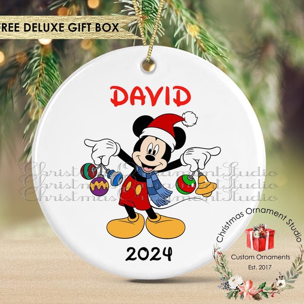 Personalized Mickey Mouse Christmas Ornament, Disney Keepsake
