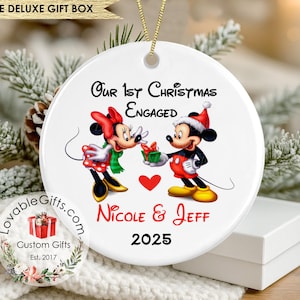 Mickey & Minnie Our First Christmas Engaged Ornament - Couple ornament image 1