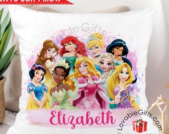 Personalized Princess Travel Pillow Case for Girls, Custom Kids Pillowcase Birthday Gift