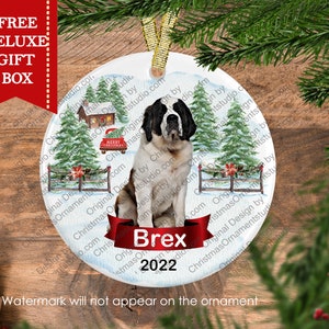 Custom Saint Bernard Porcelain Ornament - Holiday Pet Gift