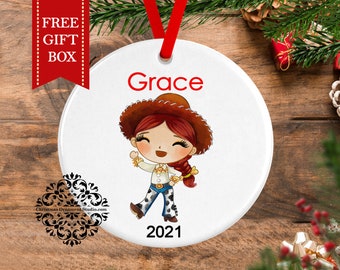 Jessie Toy Story Personalized Christmas Ornament, Disney Girls Ornament