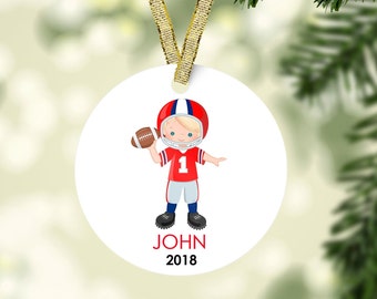 Personalized Football Christmas Ornament: Kids Sport Keepsake