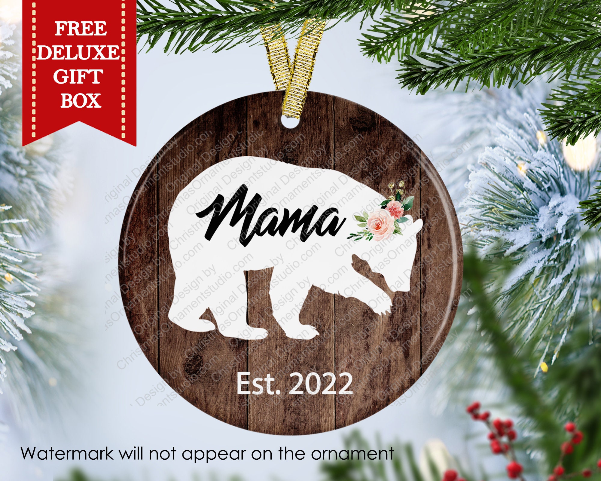 Mama bear ornament-New mom Ornament-First Christmas as a Mother  Ornament-unique ornament-porcelain christmas ornaments-Mom ornament