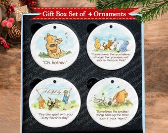 Classic Pooh Christmas ornament-New baby Christmas gift set-Baby shower gift set-Winnie the Pooh Quotes gift set