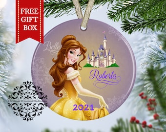 Belle Christmas Ornament-Princess Christmas Ornament-Sleeping Beauty Christmas ornament-Kids Christmas Ornament-Unique Ornament-Personalized