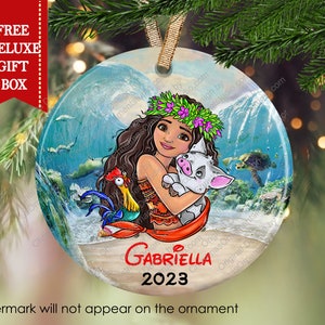 Personalized Moana Christmas Ornament: Girls Keepsake Gift