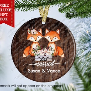 Our First Christmas Ornament-Personalized Christmas Ornament Couple-Couple Ornament-Married ornament-Mr & Mrs Ornaments-Fox ornament