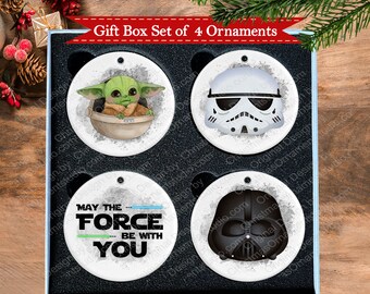 Star Wars Christmas Ornament Set: Porcelain Keepsake Gift Box