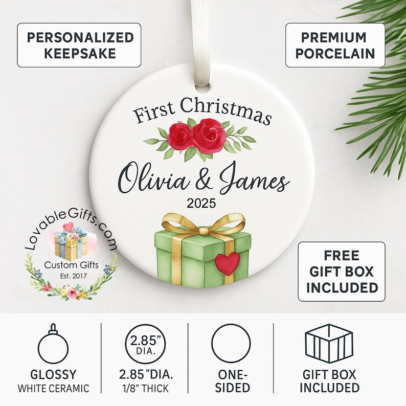 Mickey & Minnie Our First Christmas Engaged Ornament - Couple ornament image 4