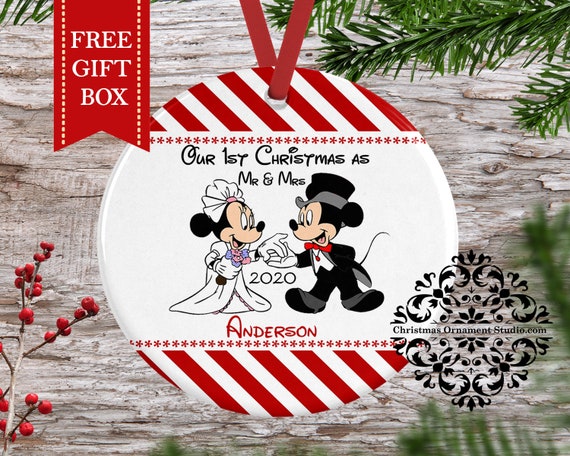 Disney wedding Ornament Mickey Minnie first Christmas as Mr Etsy