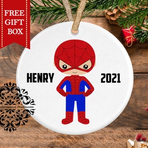 Spiderman christmas ornament-Superhero ornament-Boys Ornament-Spider man superhero Christmast ornament-Spiderman keepsake
