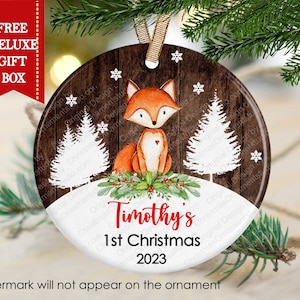 Fox Baby's First Christmas Ornament: Woodland Porcelain Keepsake