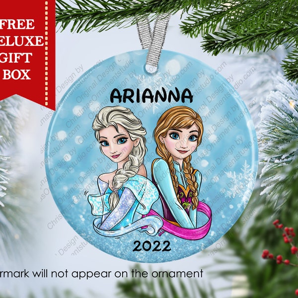 Elsa Frozen Christmas ornament-Princess Elsa & Anna Ornament-sisters Christmas Ornament-Personalized Christmas ornament-Friendship ornament