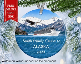Alaska Cruise Ornament-Travel Christmas Gift-Honeymoon Ornament-Alaska Family Vacation Christmas gift