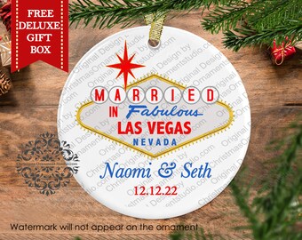 Las Vegas wedding Couple Christmas Ornament-Our First Christmas Ornament-Mr.&Mrs.  Christmas Ornament-Newlywed Las Vegas wedding keepsake