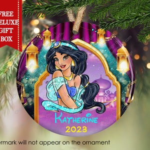 Personalized Princess Jasmine Christmas Ornament: Porcelain Keepsake