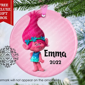 Trolls Pink Felt Christmas Stocking (16) and Felt Elf Hat Dreamworks