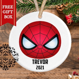 Spiderman christmas ornament-Superhero ornament-Boys Ornament-Spider man superhero Christmast ornament-Spiderman keepsake