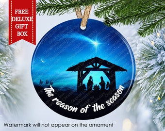 The reason for the season Christmas Ornament-Nativity Ornament-Christian Family Religious ornament