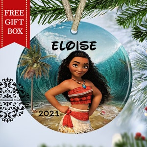 Moana christmas ornament-Disney Princess Moana Ornament-Personalized Christmas ornament kids-unique ornament- Disney Christmas ornament