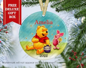 Personalized Winnie the Pooh Christmas Ornament, Keepsake Gift