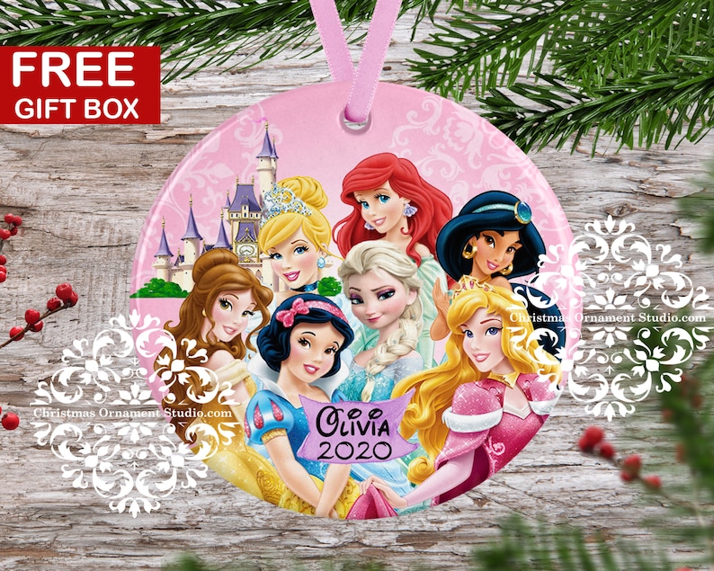 Disney Princesses Christmas Ornament-Princess Christmas Ornament-Disney Christmas ornament-Personalized Christmas ornament kids