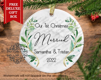 Our First Christmas Ornament-Couple Ornament-Personalized Christmas Ornament Couple-Married ornament-Mr & Mrs Ornaments-Christmas Gift