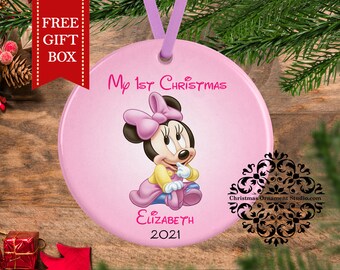 2022 Babys First Christmas Minnie Mouse Ornament Minnie Mouse Ornament | Etsy