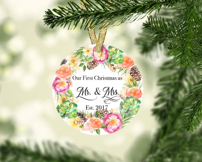 Christmas Ornament-Our First Christmas Ornament-Porcelain Christmas Ornament-Newlywed Christmas Gift-Personalized Christmas Ornament
