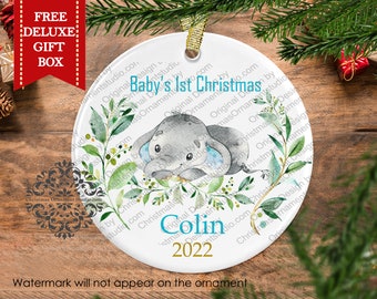 Elephant Baby's First Christmas Ornament: Gift for Newborn