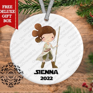 Personalized Rey Star Wars Christmas Ornament: Porcelain Keepsake