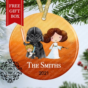 Star Wars Family Christmas Ornament-Our 1st Christmas as a family Star Wars ornament-Princess Leia, Darth Vader & Luke Skywalker ornament