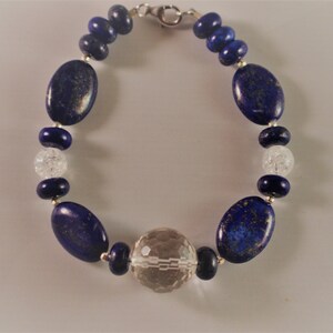 Rock Crystal and Lapis Lazuli Bracelet