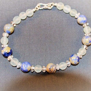 Facetted Aquamarine Sodalite and Rock Crystal Bracelet
