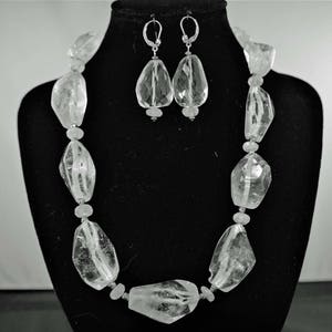 Snow Crystal Moonstone and Hematite Necklace