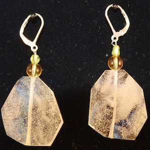 Quartz Crystal Citrine Peridot and Sterling Silver Earrings