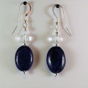 Lapis Lazuli Rock Crystal And Strling Silver Earrings