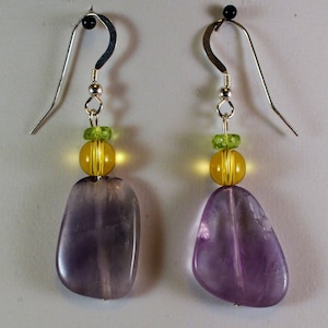 Amethyst Citrine Peridot and Sterling Silver Earrings