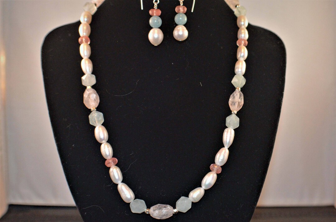 Pearl and Gemstone and Sterling Silver Necklace - Etsy