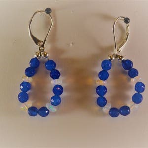 Sapphire Opal and Sterling Silver Earrings