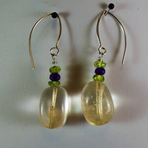 Citrine Peridot Amethyst and Sterling Silver Earrings