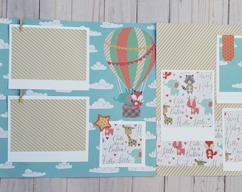 Cute as a button 12x12 Premade Scrapbook Pages for your baby - Scrapbook Layout - boy scrapbooking layout - baby scrapbook layout