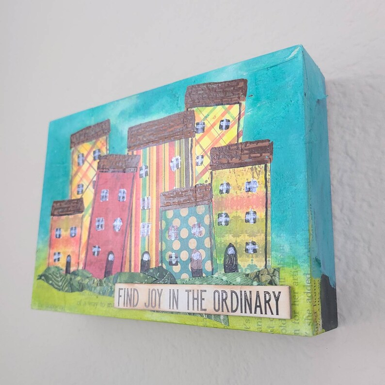 Collage art Original mixed media art canvas Original abstract canvas art 5x7 mixed media