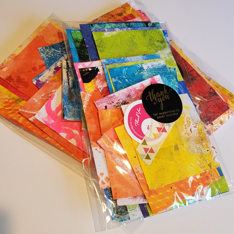 Mixed Media, collage paper kits, Hand painted papers.40 piece image 9