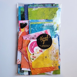 Mixed Media, collage paper kits, Hand painted papers.40 piece image 7